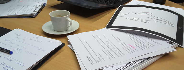 Documents on table