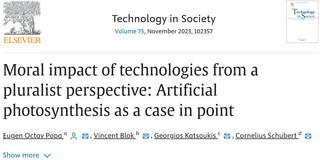 Bild der Artikel-Überschrift: Moral impact of technologies from a pluralist perspective: Artificial photosynthesis as a case in point von Popa, Blok, Katsoukis und Schubert